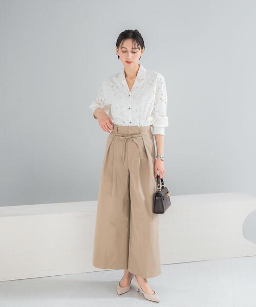 URBAN RESEARCH ROSSO WOMEN(アーバンリサーチ ロッソ)の「コットンツイルベルテッドワイドパンツ(その他パンツ・レディース・ブルー/ベージュ・36/38)」の19枚目の写真