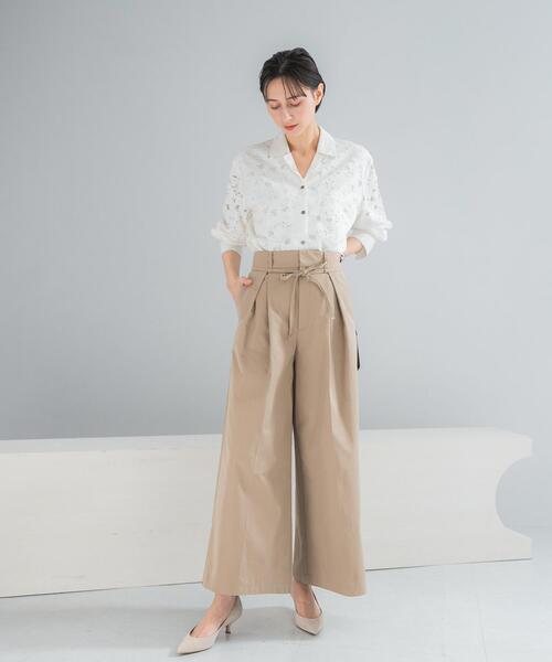 URBAN RESEARCH ROSSO WOMEN(アーバンリサーチ ロッソ)の「コットンツイルベルテッドワイドパンツ(その他パンツ・レディース・ブルー/ベージュ・36/38)」の18枚目の写真