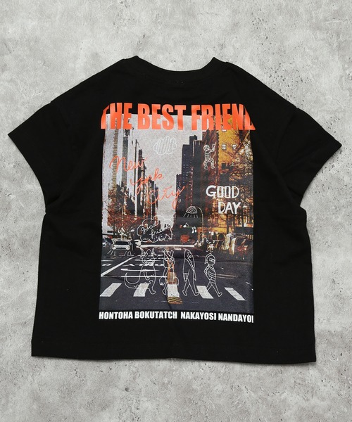 DILASH(ディラッシュ)の「【綿100%】ニューヨークフォト×ネオンメッセージ半袖T(Tシャツ/カットソー・キッズ・オフホワイト/ブラック・100/120/110/90/80/140/130)」の12枚目の写真