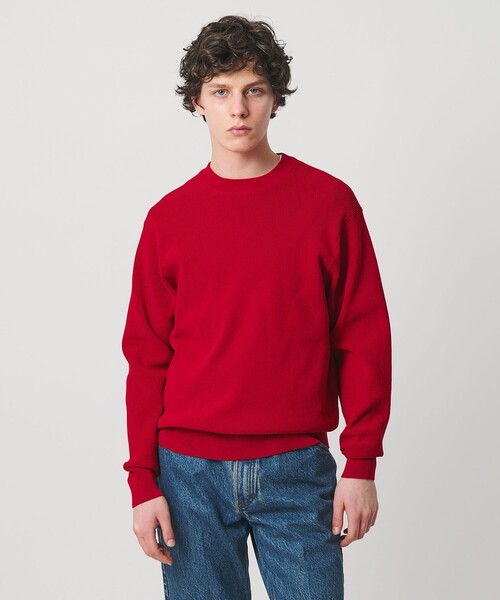 UNITED ARROWS（ユナイテッドアローズ）の「コットン/ポリエステル アゼ クルーネックニット（ニット/セーター・メンズ・レッド/ホワイト/ネイビー/ケリーグリーン・M/L/S/XL）」の4枚目の写真