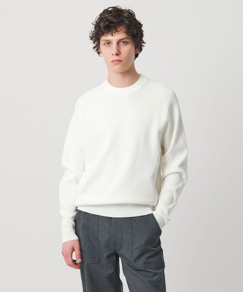 UNITED ARROWS（ユナイテッドアローズ）の「コットン/ポリエステル アゼ クルーネックニット（ニット/セーター・メンズ・レッド/ホワイト/ネイビー/ケリーグリーン・M/L/S/XL）」の2枚目の写真