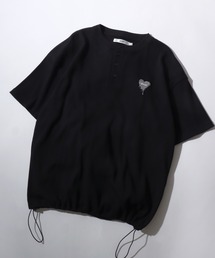 SITRY(�V�g���[)��SITRY Heart Embroidery Thermal/�ʒ� �I�[�o�[�T�C�Y �n�[�g���S �����|�C���g�����h�J �h���[�R�[�h ���b�t�� �w�����[�l�b�N ����T�V���c ���f�B�[�X �����Y(T�V���c/�J�b�g�\�[)