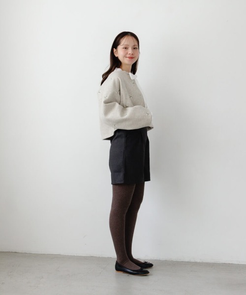 flower（フラワー）の「タイニーブーケジャケット（ノーカラージャケット・レディース・ベージュ/アイボリー・FREE）」の4枚目の写真