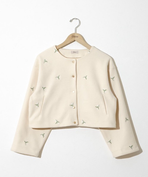 flower（フラワー）の「タイニーブーケジャケット（ノーカラージャケット・レディース・ベージュ/アイボリー・FREE）」の17枚目の写真