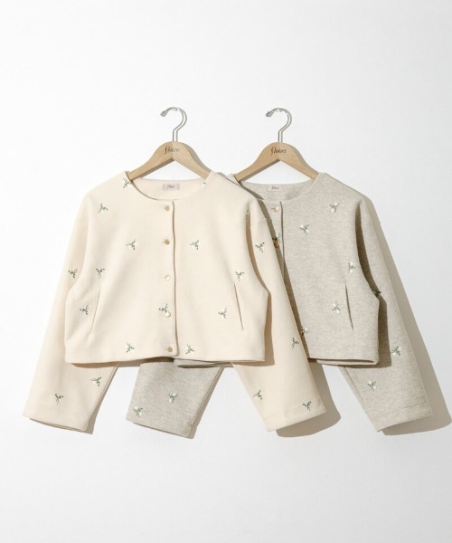 flower（フラワー）の「タイニーブーケジャケット（ノーカラージャケット・レディース・ベージュ/アイボリー・FREE）」の19枚目の写真