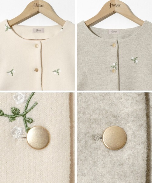 flower（フラワー）の「タイニーブーケジャケット（ノーカラージャケット・レディース・ベージュ/アイボリー・FREE）」の21枚目の写真