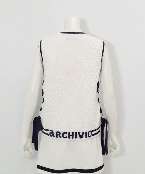 archivio(アルチビオ)の「<LADIES>サイドリボンケーブルニットベスト(ベスト・レディース・ホワイト/レッド/ネイビー・M/S)」の10枚目の写真