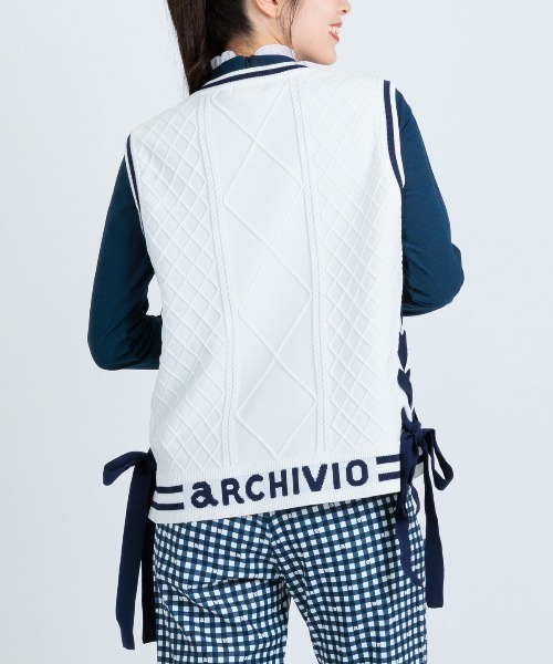 archivio(アルチビオ)の「<LADIES>サイドリボンケーブルニットベスト(ベスト・レディース・ホワイト/レッド/ネイビー・M/S)」の13枚目の写真