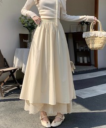 裾レース切替サイドリボンスカート