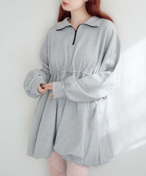 スウェットバルーンミニワンピース Kastane（カスタネ） ワンピース スウェットバルーンミニワンピース