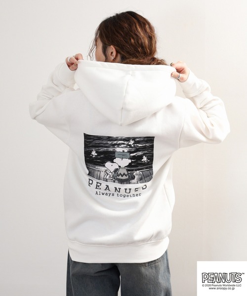 PEANUTS（ピーナッツ）の「PEANUTS フレンズ柄裏起毛ジップパーカー（パーカー・メンズ・ブラック/オフホワイト・4L/3L/LL/L/M）」の16枚目の写真