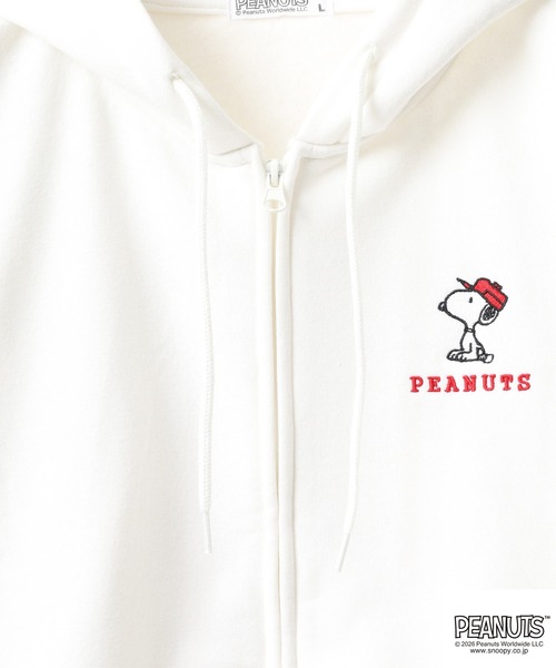 PEANUTS（ピーナッツ）の「PEANUTS フレンズ柄裏起毛ジップパーカー（パーカー・メンズ・ブラック/オフホワイト・4L/3L/LL/L/M）」の6枚目の写真