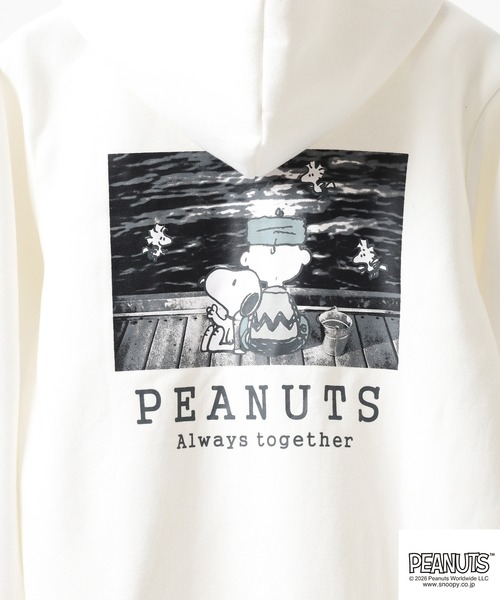 PEANUTS（ピーナッツ）の「PEANUTS フレンズ柄裏起毛ジップパーカー（パーカー・メンズ・ブラック/オフホワイト・4L/3L/LL/L/M）」の11枚目の写真