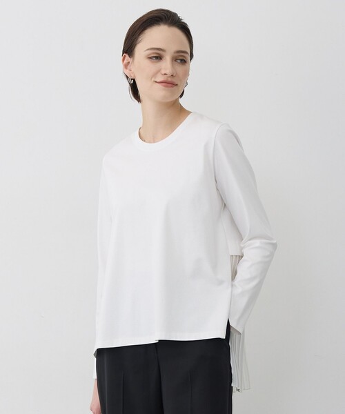 ICB(アイシービー)の「シフォンプリーツコンビ カットソー(Tシャツ/カットソー・レディース・アイボリー系/ブラック系・MEDIUM/SMALL/X-SMALL)」の1枚目の写真