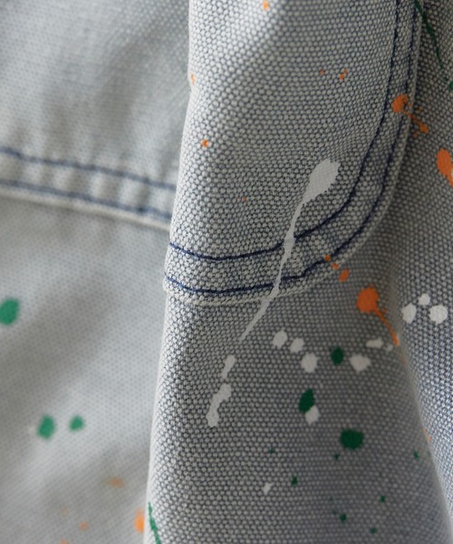 Theater code(シアターコード)の「Paint Design Washed Finish 5-Pocket Duck Denim Painter Pants Spring / ペイントデザイン ウォッシュ加工5ポケット ダック地 デニムペインターパンツ 秋 秋服メンズ 2026年秋冬(デニムパンツ・メンズ・グレー・M/L)」の2枚目の写真
