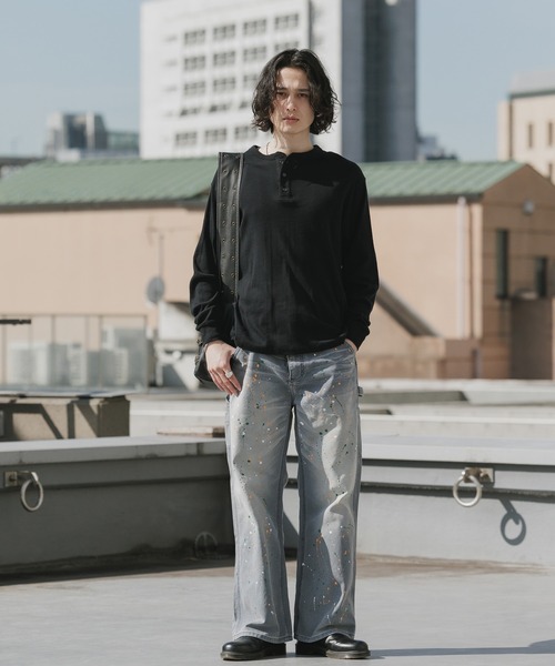 Theater code(シアターコード)の「Paint Design Washed Finish 5-Pocket Duck Denim Painter Pants Spring / ペイントデザイン ウォッシュ加工5ポケット ダック地 デニムペインターパンツ 秋 秋服メンズ 2026年秋冬(デニムパンツ・メンズ・グレー・M/L)」の17枚目の写真