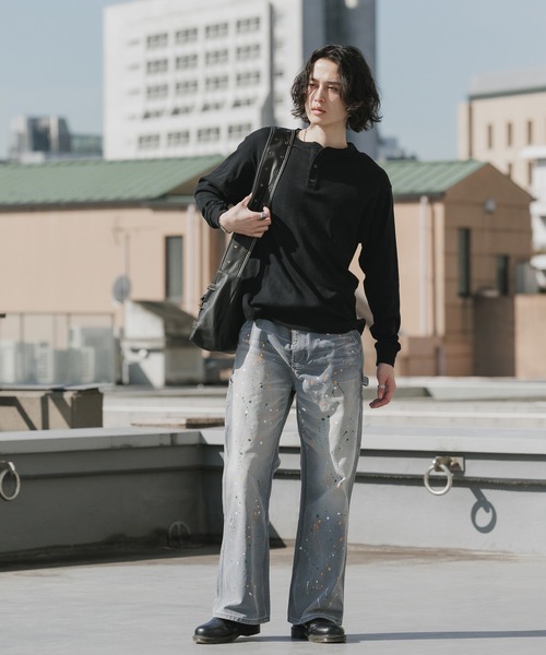 Theater code(シアターコード)の「Paint Design Washed Finish 5-Pocket Duck Denim Painter Pants Spring / ペイントデザイン ウォッシュ加工5ポケット ダック地 デニムペインターパンツ 秋 秋服メンズ 2026年秋冬(デニムパンツ・メンズ・グレー・M/L)」の19枚目の写真