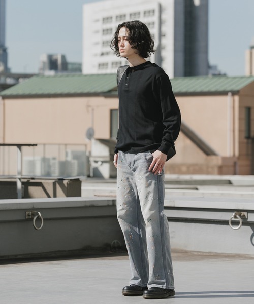Theater code(シアターコード)の「Paint Design Washed Finish 5-Pocket Duck Denim Painter Pants Spring / ペイントデザイン ウォッシュ加工5ポケット ダック地 デニムペインターパンツ 秋 秋服メンズ 2026年秋冬(デニムパンツ・メンズ・グレー・M/L)」の20枚目の写真