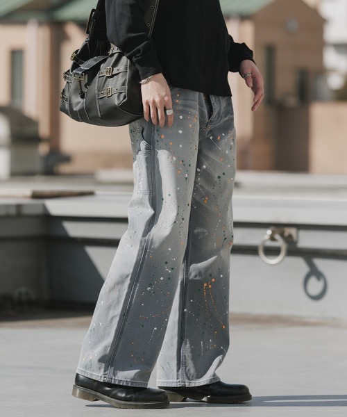 Theater code(シアターコード)の「Paint Design Washed Finish 5-Pocket Duck Denim Painter Pants Spring / ペイントデザイン ウォッシュ加工5ポケット ダック地 デニムペインターパンツ 秋 秋服メンズ 2026年秋冬(デニムパンツ・メンズ・グレー・M/L)」の14枚目の写真