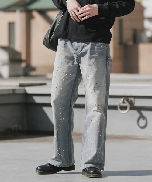 Theater code(シアターコード)の「Paint Design Washed Finish 5-Pocket Duck Denim Painter Pants Spring / ペイントデザイン ウォッシュ加工5ポケット ダック地 デニムペインターパンツ 秋 秋服メンズ 2026年秋冬(デニムパンツ・メンズ・グレー・M/L)」の16枚目の写真