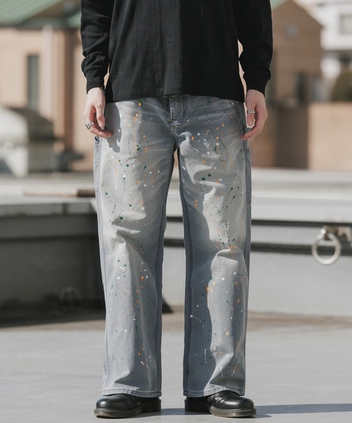 Theater code(シアターコード)の「Paint Design Washed Finish 5-Pocket Duck Denim Painter Pants Spring / ペイントデザイン ウォッシュ加工5ポケット ダック地 デニムペインターパンツ 秋 秋服メンズ 2026年秋冬(デニムパンツ・メンズ・グレー・M/L)」の13枚目の写真