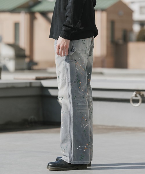 Theater code(シアターコード)の「Paint Design Washed Finish 5-Pocket Duck Denim Painter Pants Spring / ペイントデザイン ウォッシュ加工5ポケット ダック地 デニムペインターパンツ 秋 秋服メンズ 2026年秋冬(デニムパンツ・メンズ・グレー・M/L)」の22枚目の写真