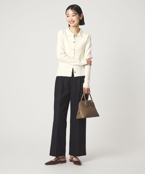 green label relaxing（グリーンレーベルリラクシング）の「＜1_OF MINE＞エリツキ リブ ニット（ニット/セーター・レディース・ライトグレー/ホワイト/ライトピンク/ネイビー・FREE）」の9枚目の写真