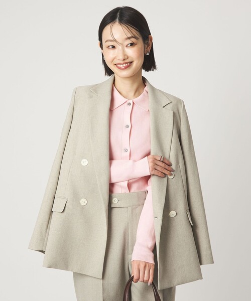 green label relaxing（グリーンレーベルリラクシング）の「＜1_OF MINE＞エリツキ リブ ニット（ニット/セーター・レディース・ライトグレー/ホワイト/ライトピンク/ネイビー・FREE）」の14枚目の写真