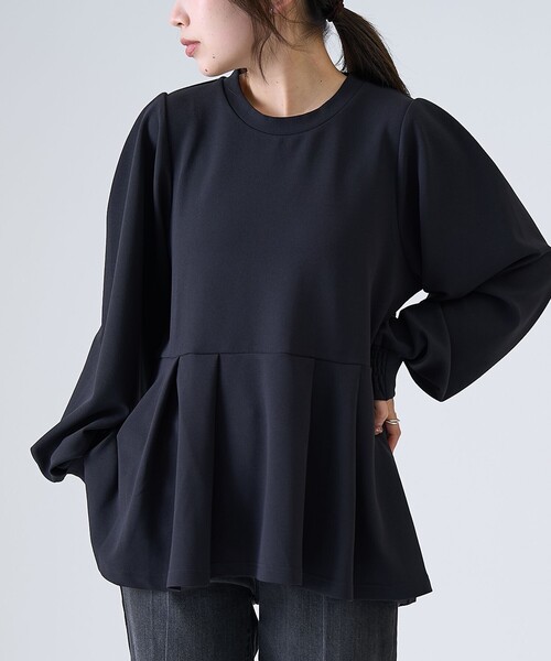 RONEL(ロネル)の「【RONEL】カットジョーゼットペプラムブラウス(シャツ/ブラウス・レディース・ネイビー/オフホワイト/ライトグレー/ブラック・FREE)」の2枚目の写真