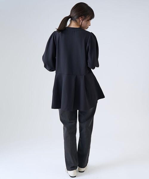 RONEL(ロネル)の「【RONEL】カットジョーゼットペプラムブラウス(シャツ/ブラウス・レディース・ネイビー/オフホワイト/ライトグレー/ブラック・FREE)」の11枚目の写真