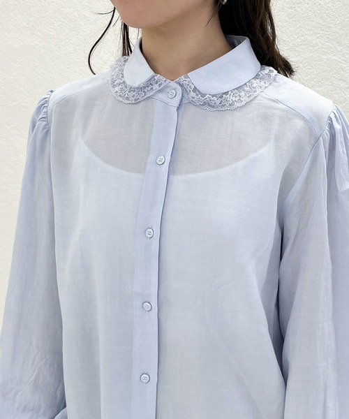 MISCH MASCH（ミッシュマッシュ）の「2026春夏新作 WEB限定 レース襟付きベーシックブラウス（シャツ/ブラウス・レディース・ブルー/ホワイト・ﾌﾘ-）」の5枚目の写真