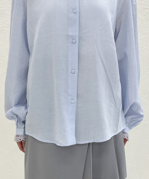 MISCH MASCH（ミッシュマッシュ）の「2026春夏新作 WEB限定 レース襟付きベーシックブラウス（シャツ/ブラウス・レディース・ブルー/ホワイト・ﾌﾘ-）」の7枚目の写真