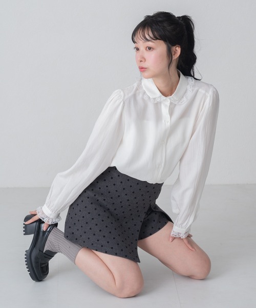 MISCH MASCH（ミッシュマッシュ）の「2026春夏新作 WEB限定 レース襟付きベーシックブラウス（シャツ/ブラウス・レディース・ブルー/ホワイト・ﾌﾘ-）」の18枚目の写真