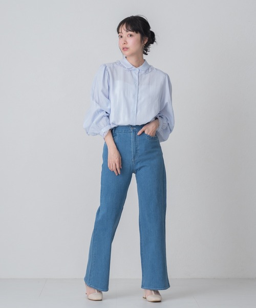 MISCH MASCH（ミッシュマッシュ）の「2026春夏新作 WEB限定 レース襟付きベーシックブラウス（シャツ/ブラウス・レディース・ブルー/ホワイト・ﾌﾘ-）」の22枚目の写真