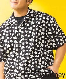 ディズニー / シャツ 半袖 メンズ 大きいサイズ 『ミッキー』 デザインシャツ アイコン 総柄 オープンカラー アロハシャツ サカゼン80周年記念 オリジナルデザイン Disney (ディズニー)