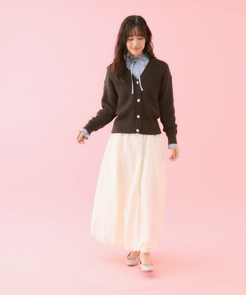 grove（グローブ）の「【コラボITEM】Philly Chocolate ブークレカーディガン（カーディガン/ボレロ・レディース・ピンク/オフホワイト/ブラウン系・04/02）」の10枚目の写真
