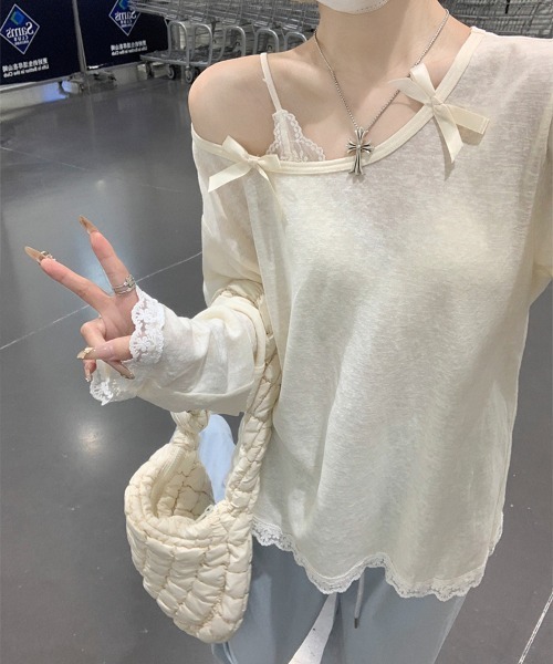 Flugge（フラッジー）の「リボンレース長袖トップス（その他トップス・レディース・アイボリー・FREE）」の6枚目の写真