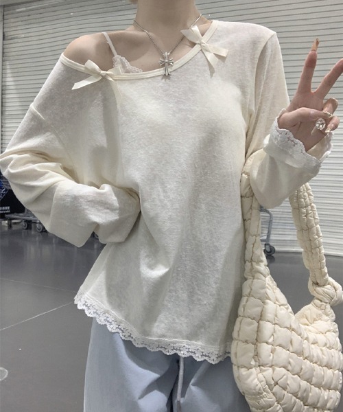 Flugge（フラッジー）の「リボンレース長袖トップス（その他トップス・レディース・アイボリー・FREE）」の7枚目の写真