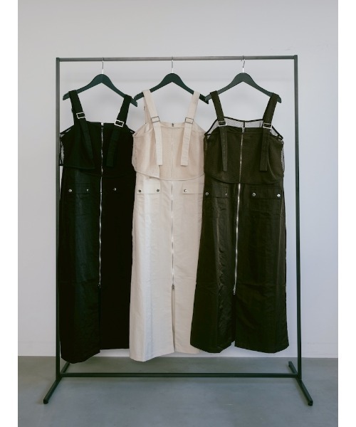 sahara(サハラ)の「2piece Nylon Salopette/2ピースナイロン素材サロペット(サロペット/オーバーオール・レディース・ブラック/アイボリー/カーキ・FREE)」の21枚目の写真