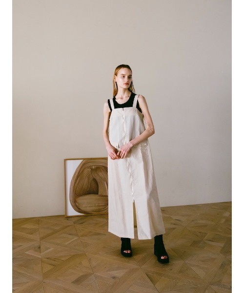 sahara(サハラ)の「2piece Nylon Salopette/2ピースナイロン素材サロペット(サロペット/オーバーオール・レディース・ブラック/アイボリー/カーキ・FREE)」の8枚目の写真
