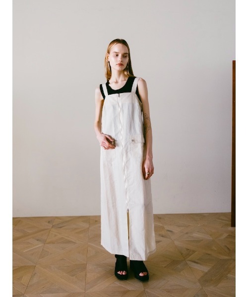 sahara(サハラ)の「2piece Nylon Salopette/2ピースナイロン素材サロペット(サロペット/オーバーオール・レディース・ブラック/アイボリー/カーキ・FREE)」の9枚目の写真