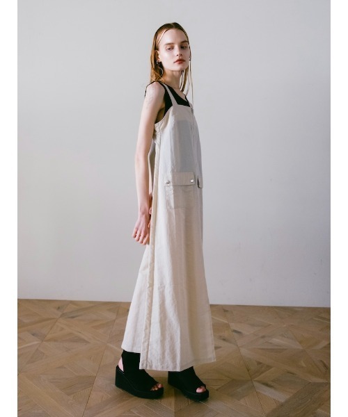 sahara(サハラ)の「2piece Nylon Salopette/2ピースナイロン素材サロペット(サロペット/オーバーオール・レディース・ブラック/アイボリー/カーキ・FREE)」の10枚目の写真
