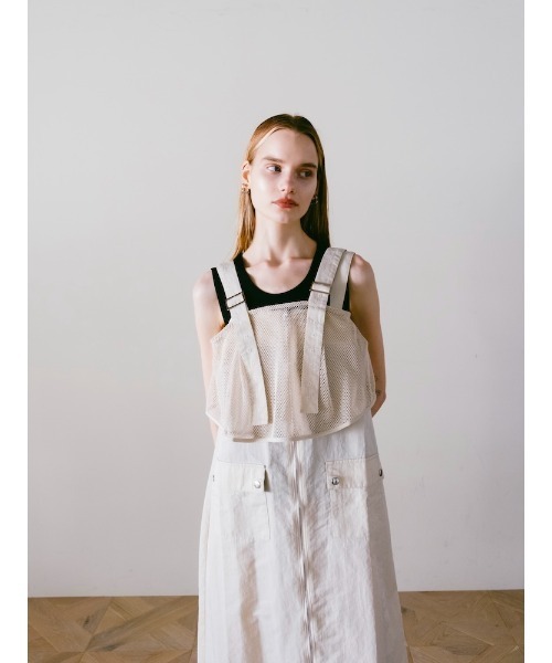 sahara(サハラ)の「2piece Nylon Salopette/2ピースナイロン素材サロペット(サロペット/オーバーオール・レディース・ブラック/アイボリー/カーキ・FREE)」の5枚目の写真