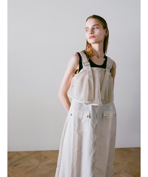 sahara(サハラ)の「2piece Nylon Salopette/2ピースナイロン素材サロペット(サロペット/オーバーオール・レディース・ブラック/アイボリー/カーキ・FREE)」の6枚目の写真