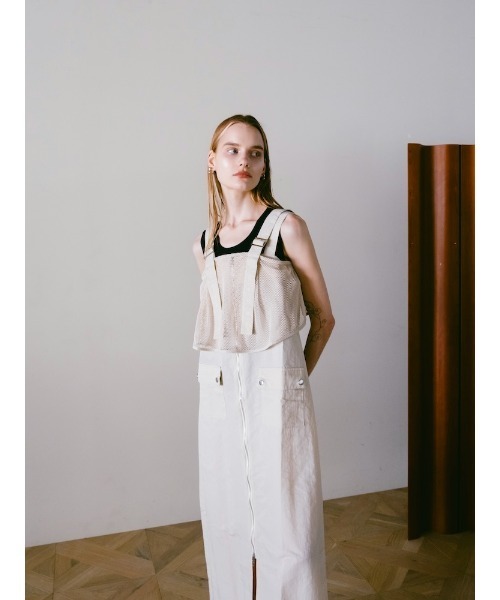 sahara(サハラ)の「2piece Nylon Salopette/2ピースナイロン素材サロペット(サロペット/オーバーオール・レディース・ブラック/アイボリー/カーキ・FREE)」の7枚目の写真