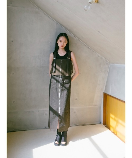 sahara(サハラ)の「2piece Nylon Salopette/2ピースナイロン素材サロペット(サロペット/オーバーオール・レディース・ブラック/アイボリー/カーキ・FREE)」の13枚目の写真
