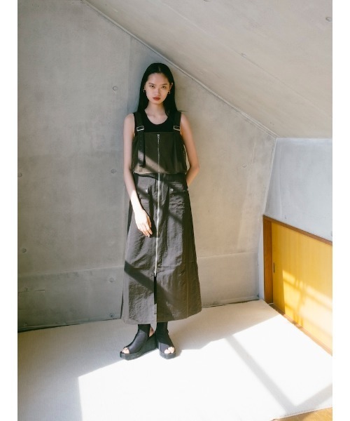 sahara(サハラ)の「2piece Nylon Salopette/2ピースナイロン素材サロペット(サロペット/オーバーオール・レディース・ブラック/アイボリー/カーキ・FREE)」の15枚目の写真