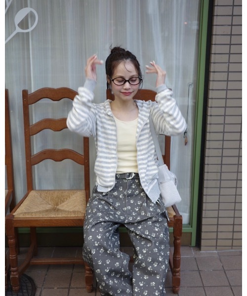 JUMELLE(ジュメロ)の「ボーダーニットカーデ(カーディガン/ボレロ・レディース・グレー・FREE)」の14枚目の写真