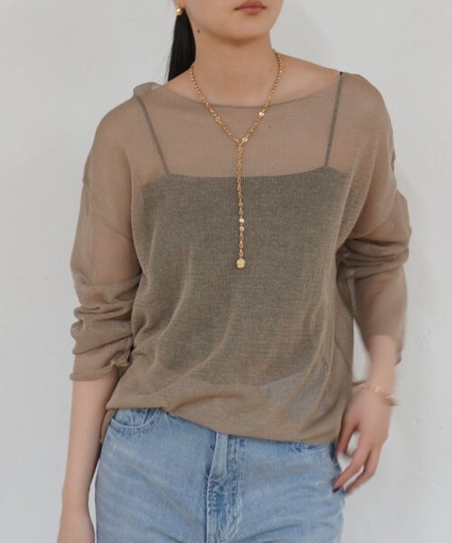 LOUNGEDRESS（ラウンジドレス）の「ギマルーズニット（ニット/セーター・レディース・ブラウン/ベージュ/ブラック・FREE）」の3枚目の写真