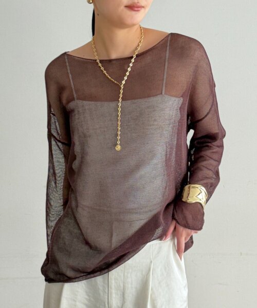 LOUNGEDRESS（ラウンジドレス）の「ギマルーズニット（ニット/セーター・レディース・ブラウン/ベージュ/ブラック・FREE）」の15枚目の写真